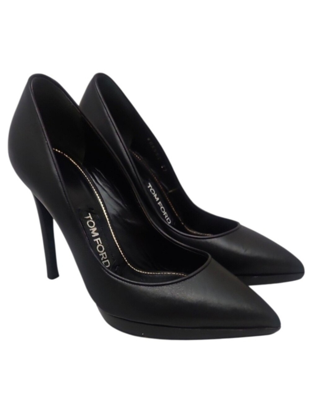 TOM FORD | Black Leather Pointed Toe Stiletto Pumps 4.5” Heels EU 37 US 7
